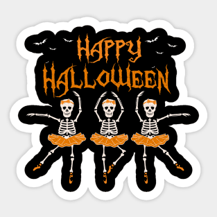 Happy Halloween Skeleton Ballerina TShirt - Dancing Ballet Sticker